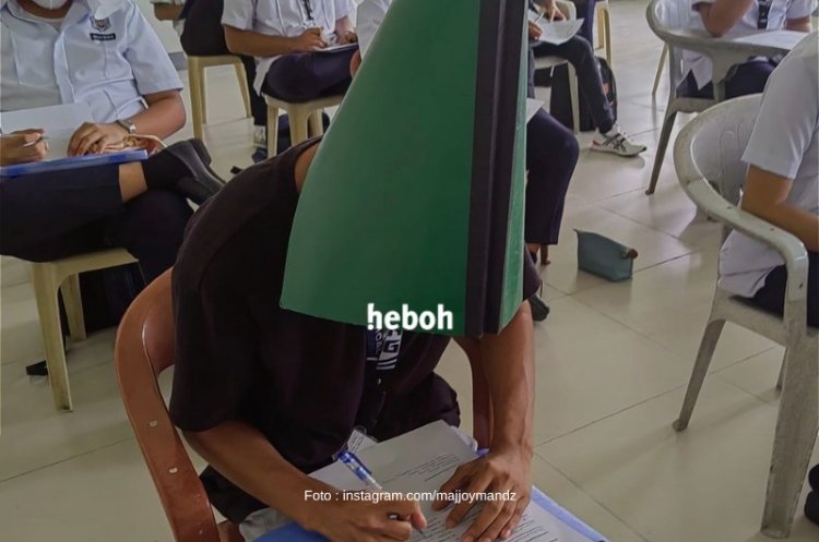 Potret Mahasiwa di Filipina Pakai “Topi Anti Nyontek” Saat Ujian