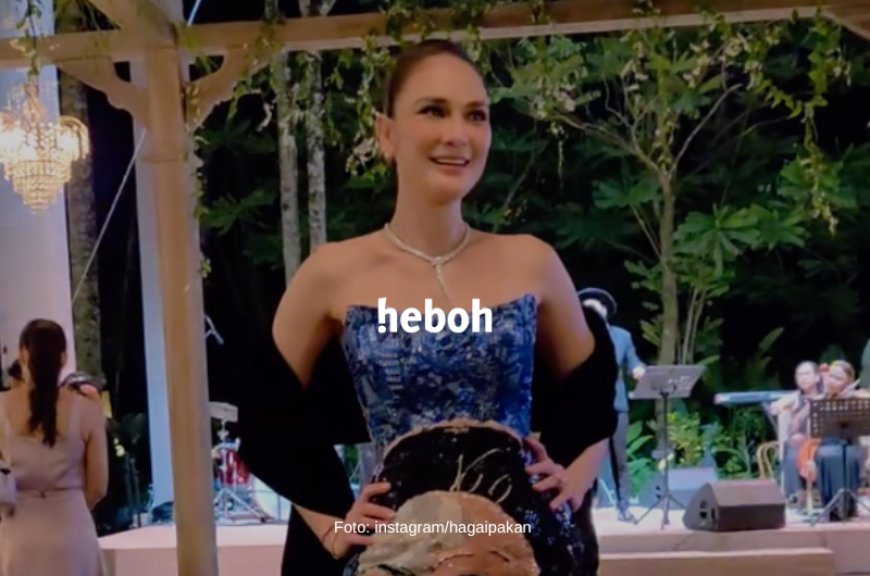 Gaun Resepsi Luna Maya Curi Perhatian, Ada Lukisan Wajah Ayah dan Ibu Tercinta