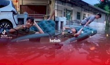 Bukannya Sedih Terkena Banjir, Orang-Orang Ini Malah Asyik Bermain Tiktok