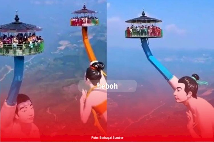 Wahana Ekstrem di China 'Flying Kiss' Terbang di Atas Ketinggian 1.000 Meter
